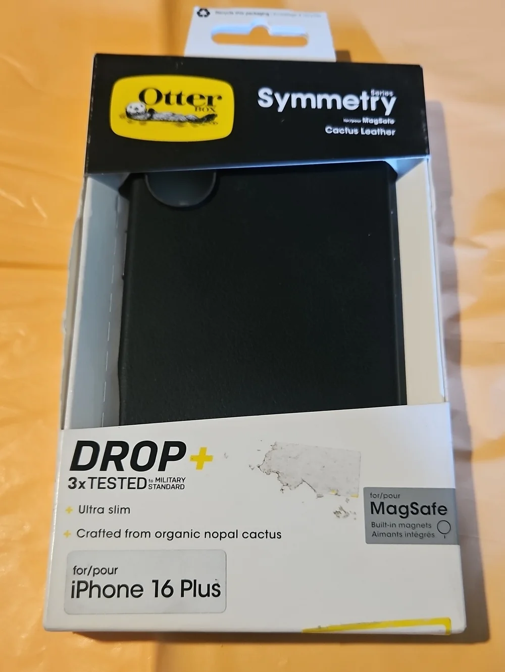 OtterBox iPhone 16 PLUS Symmetry Series Case with MagSafe - BLACK CACTUS LEATHER